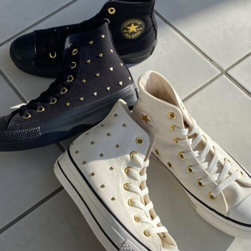 . New Arrival... . . 【CONVERSE】 AS PLTS HEARTSTUDS HI BLACK WHITE ¥11,000- . . @abc_mart_japan
